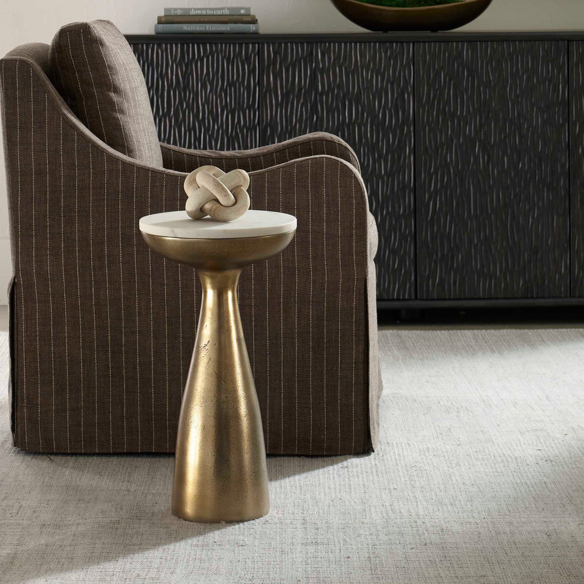 Torin Brass Marble & Drink Table - Ornate Home