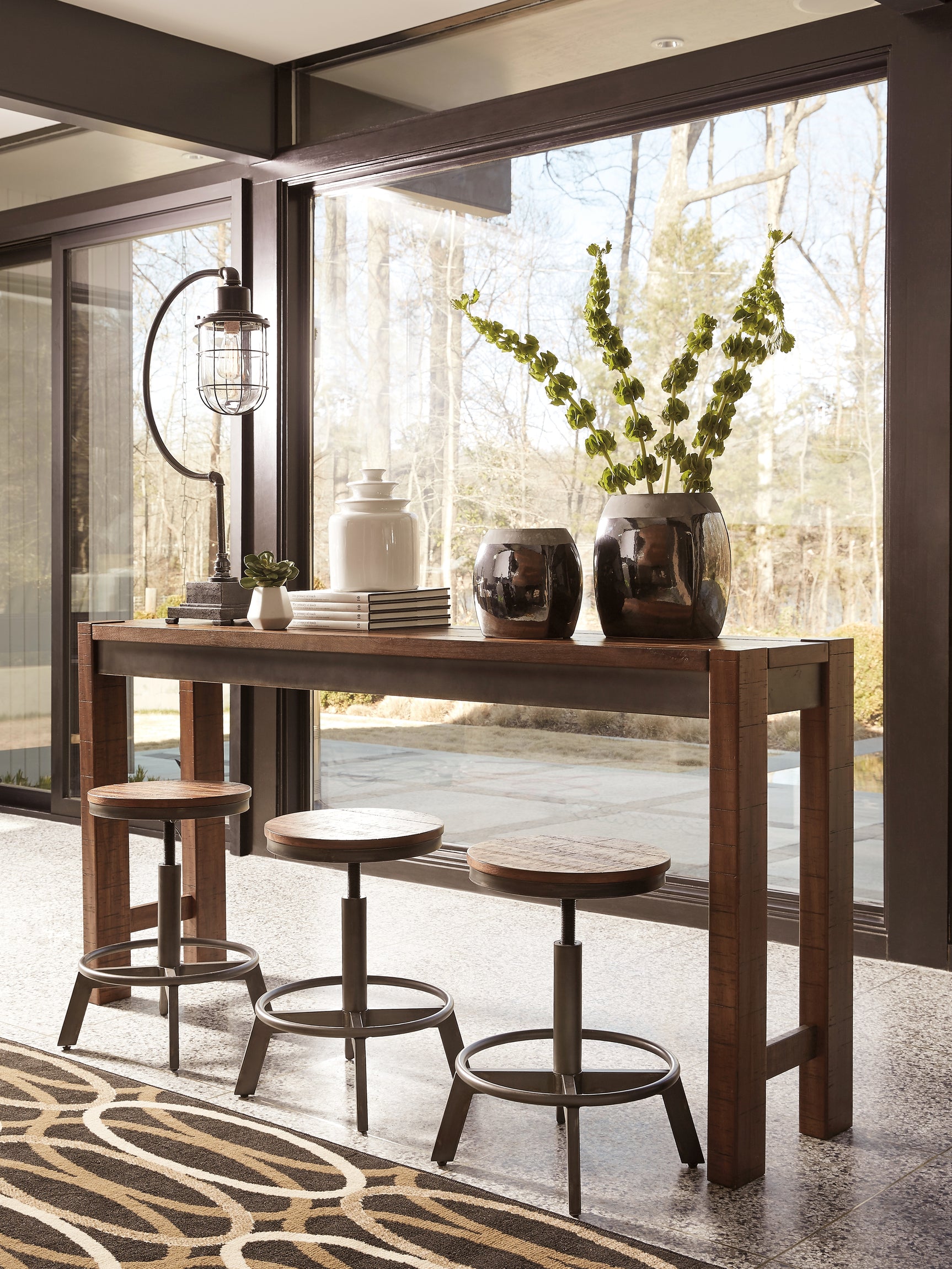 Torjin Brown/Gray Counter Height Dining Table with 4 Barstools - Ornate Home