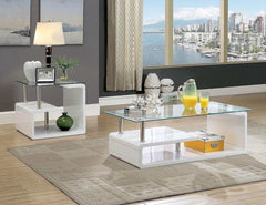 Torkel  White/Chrome  End Table - Ornate Home