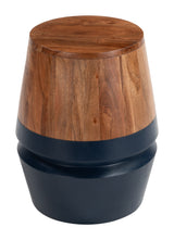 Tornos Walnut & Deep Blue Side Table - Ornate Home