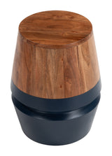 Tornos Walnut & Deep Blue Side Table - Ornate Home