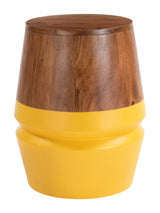 Tornos Walnut & Yellow Side Table - Ornate Home