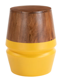Tornos Walnut & Yellow Side Table - Ornate Home