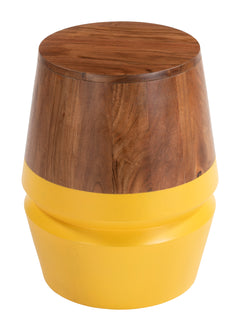 Tornos Walnut & Yellow Side Table - Ornate Home