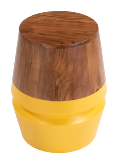 Tornos Walnut & Yellow Side Table - Ornate Home