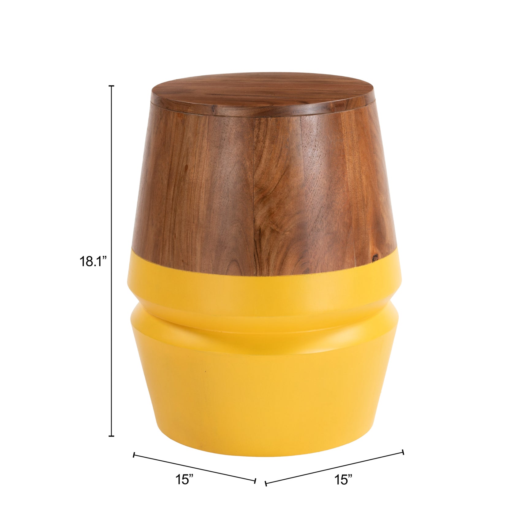 Tornos Walnut & Yellow Side Table - Ornate Home
