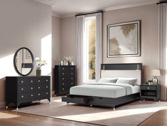 Torrance Black 5 Pc. Queen Bedroom Set w/ Chest (Storage FB) - Ornate Home