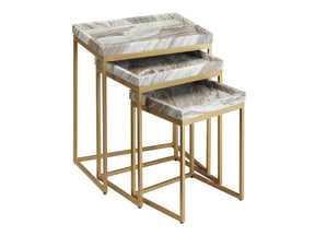 Torrento Gold/White Marble 3-Piece Nesting Tables - Ornate Home