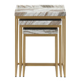 Torrento Gold/White Marble 3-Piece Nesting Tables - Ornate Home