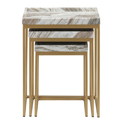 Torrento Gold/White Marble 3-Piece Nesting Tables - Ornate Home