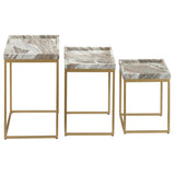 Torrento Gold/White Marble 3-Piece Nesting Tables - Ornate Home