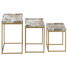 Torrento Gold/White Marble 3-Piece Nesting Tables - Ornate Home