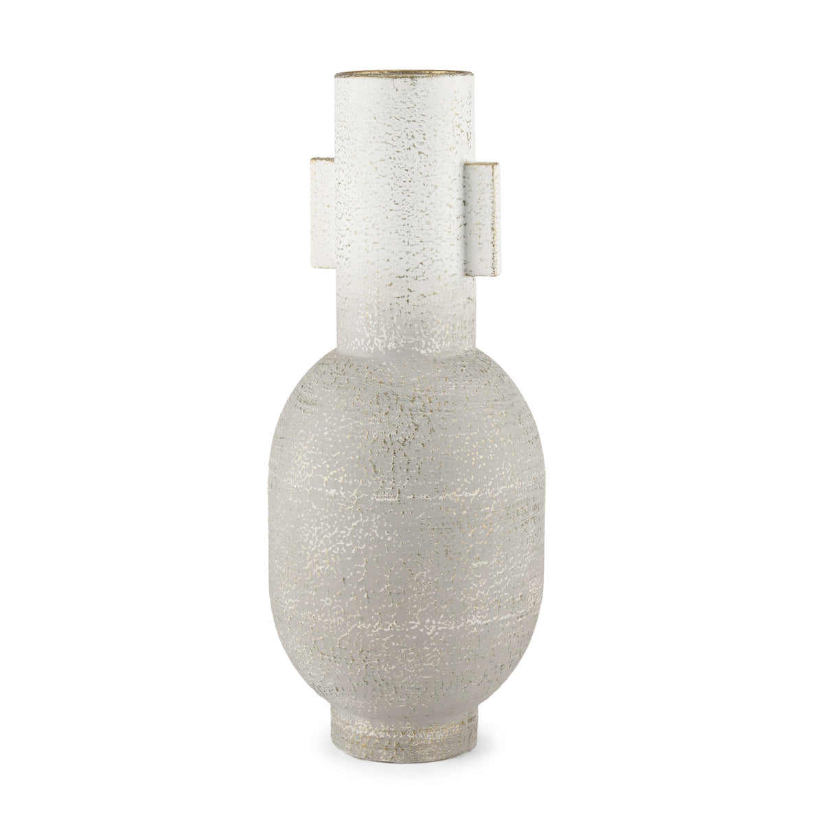 Torres Off-White/Gold Tall Textured Metal Vase - Ornate Home