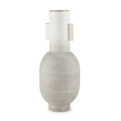 Torres Off-White/Gold Tall Textured Metal Vase - Ornate Home