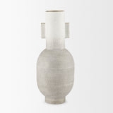 Torres Off-White/Gold Tall Textured Metal Vase - Ornate Home