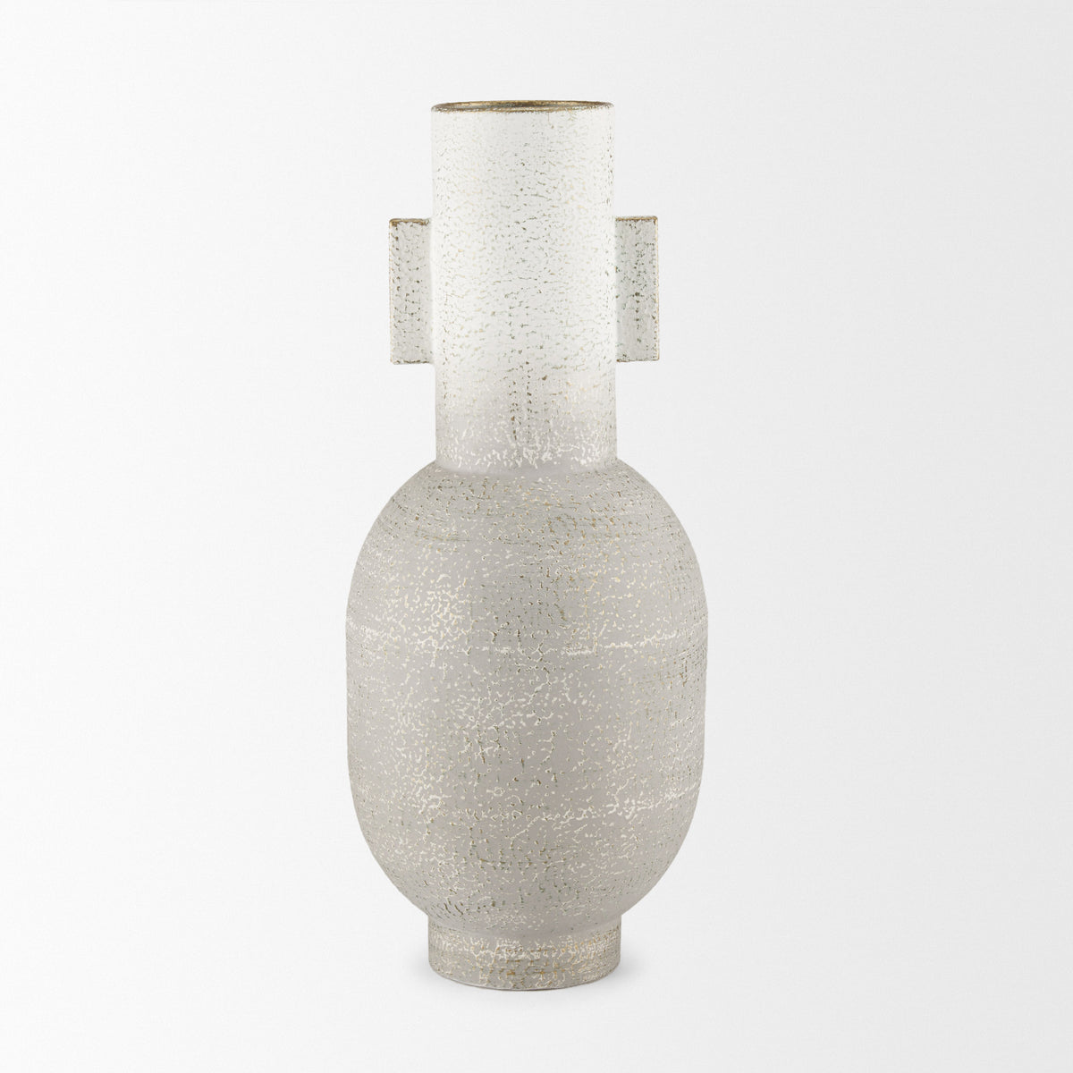 Torres Off-White/Gold Tall Textured Metal Vase - Ornate Home