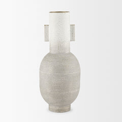 Torres Off-White/Gold Tall Textured Metal Vase - Ornate Home