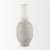 Torres Off-White/Gold Tall Textured Metal Vase - Ornate Home