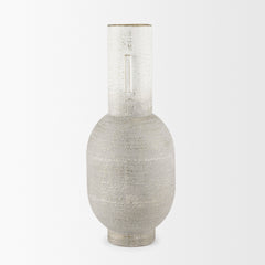 Torres Off-White/Gold Tall Textured Metal Vase - Ornate Home