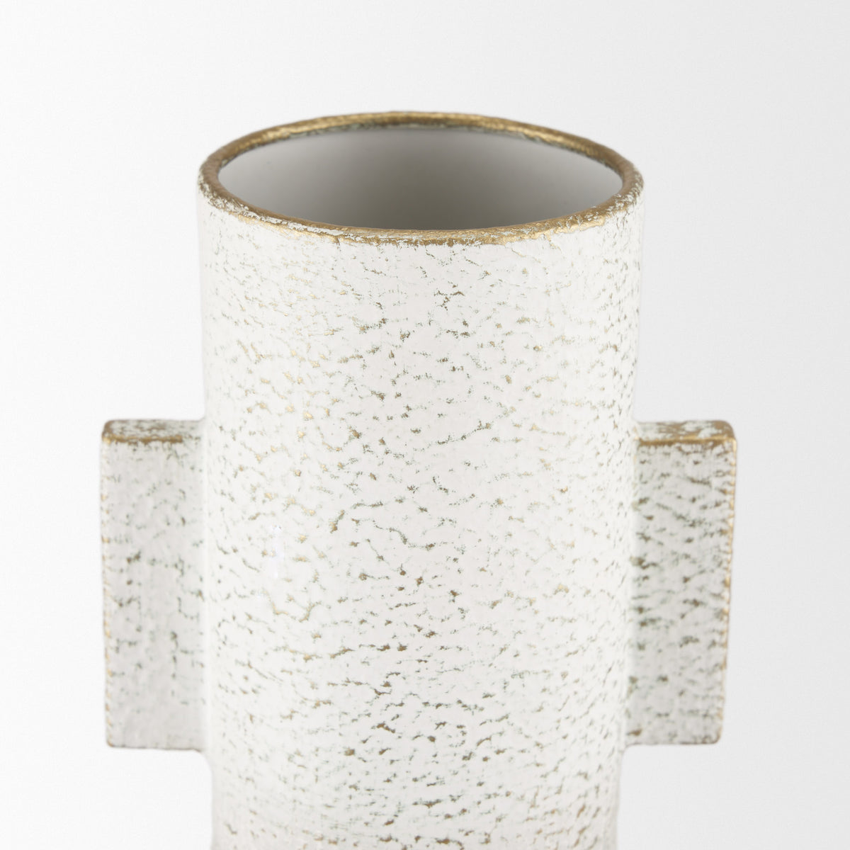 Torres Off-White/Gold Tall Textured Metal Vase - Ornate Home
