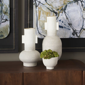 Torres Off-White/Gold Tall Textured Metal Vase - Ornate Home