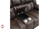 Torrey Hickory Fabric Reclining Loveseat with Console - Ornate Home