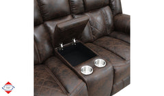 Torrey Hickory Fabric Reclining Loveseat with Console - Ornate Home
