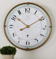 Torriana Blue/Brass/White Wall Clock - Ornate Home