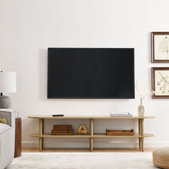 Torus Light Oak Oval Wood TV Stand - Ornate Home