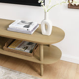 Torus Light Oak Oval Wood TV Stand - Ornate Home