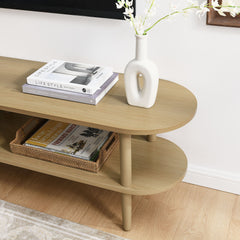 Torus Light Oak Oval Wood TV Stand - Ornate Home