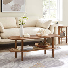 Torus Walnut Oval Coffee Table - Ornate Home