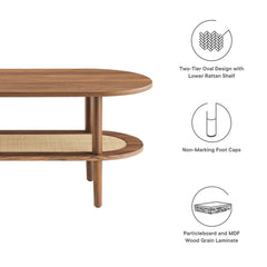 Torus Walnut Oval Coffee Table - Ornate Home