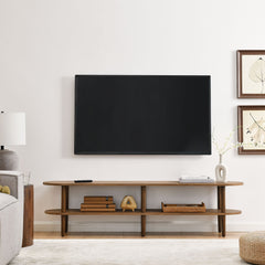 Torus Walnut Oval Wood TV Stand - Ornate Home