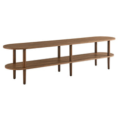 Torus Walnut Oval Wood TV Stand - Ornate Home