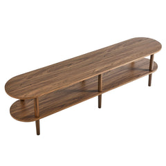 Torus Walnut Oval Wood TV Stand - Ornate Home