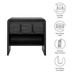 Toscana Black 1-Drawer Nightstand - Ornate Home