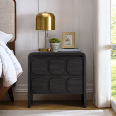 Toscana Black 2-Drawer Nightstand - Ornate Home