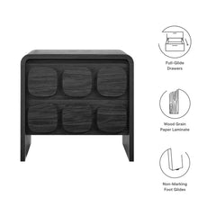 Toscana Black 2-Drawer Nightstand - Ornate Home