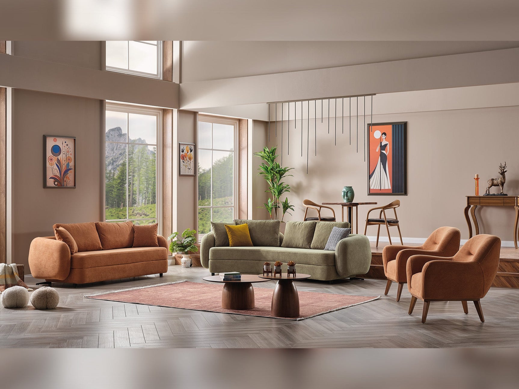 Toscana Orange Stationary 3 Seater Sofa