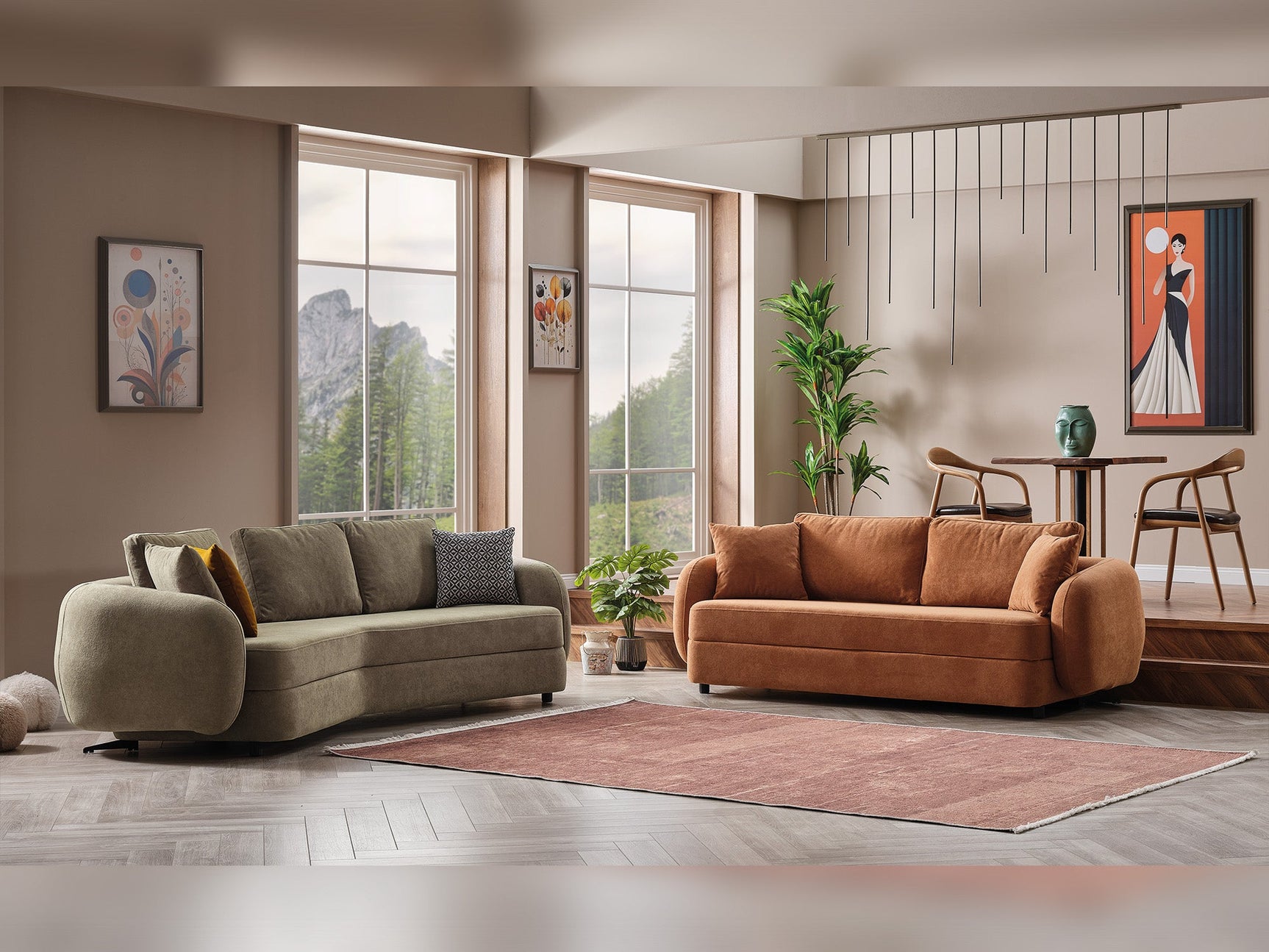 Toscana Orange Stationary 3 Seater Sofa