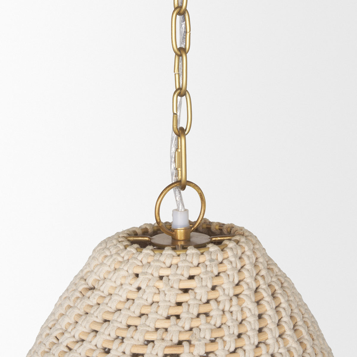 Tosha Taupe 1-Light Cotton Rope Bell Pendant - Ornate Home
