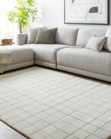 Toshi Beige Grid Wool Rug - Ornate Home