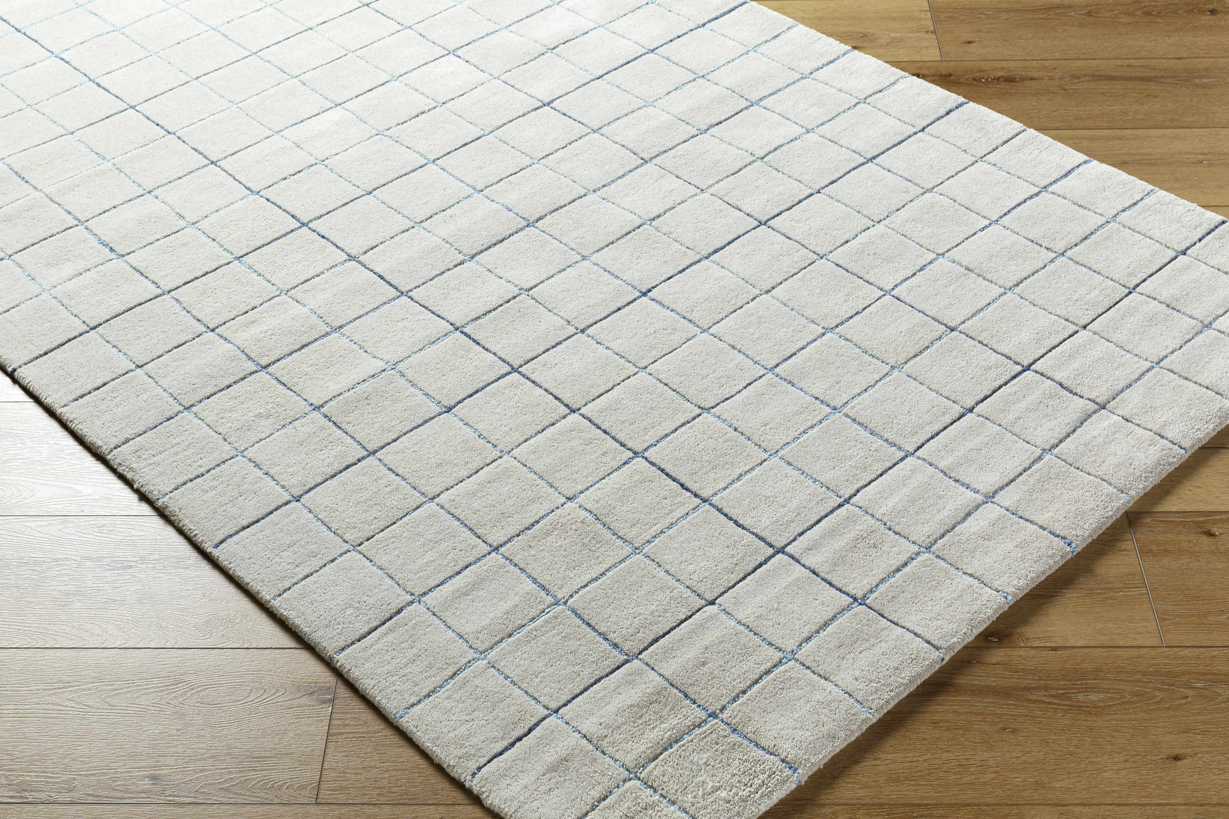 Toshi Beige Grid Wool Rug - Ornate Home