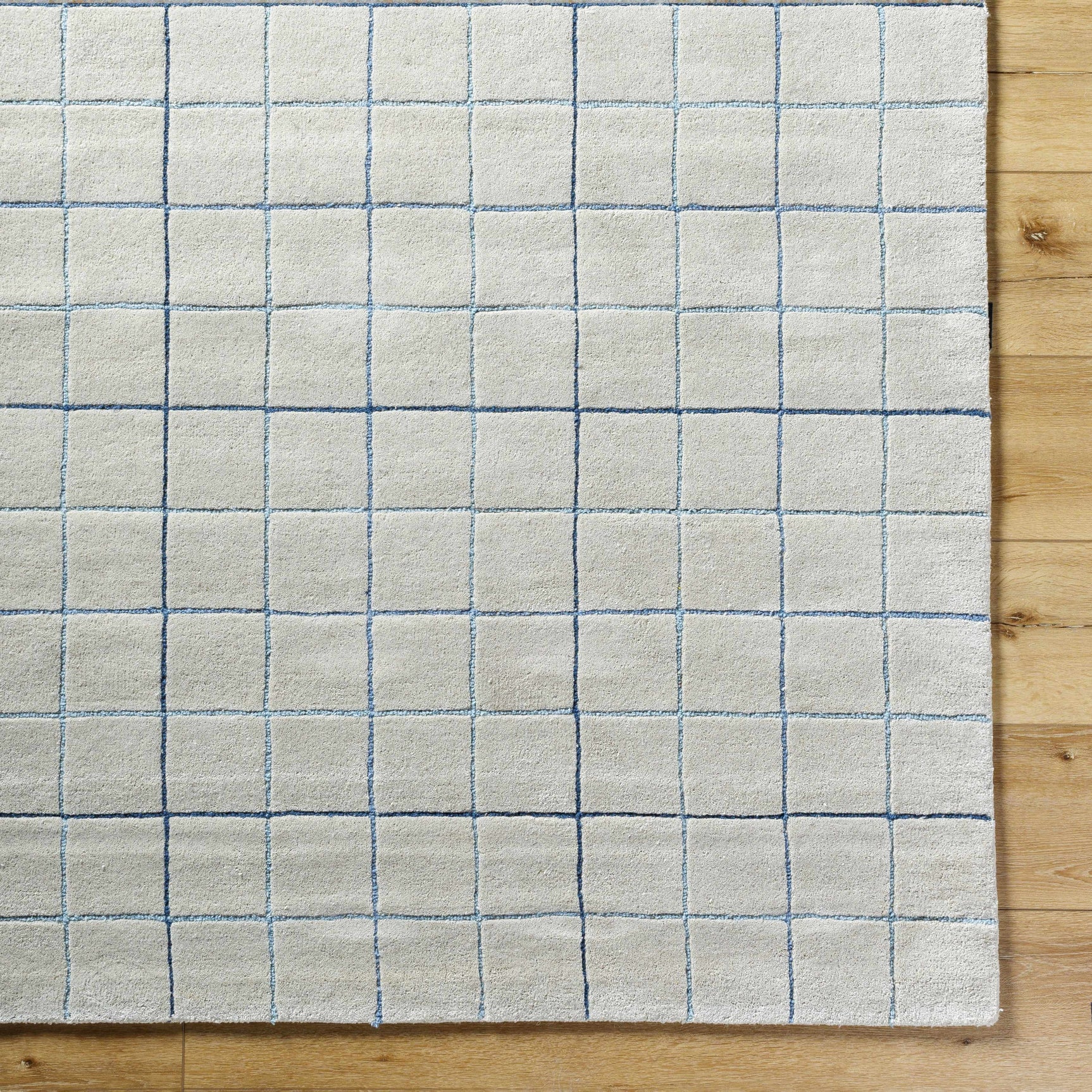 Toshi Beige Grid Wool Rug - Ornate Home