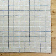 Toshi Beige Grid Wool Rug - Ornate Home