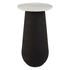 Total Eclipse Black/White Marble Accent Table - Ornate Home