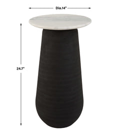 Total Eclipse Black/White Marble Accent Table - Ornate Home