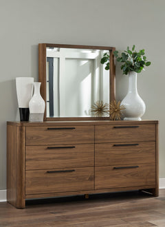 Totes English Walnut Beveled Glass Wall or Dresser Mirror - Ornate Home