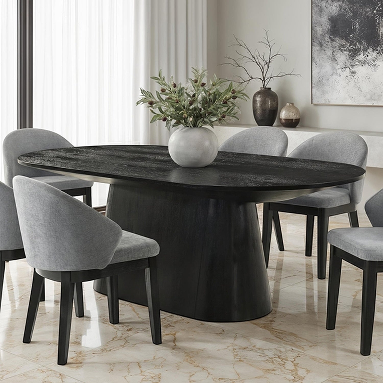 Tottenham Black Oval Dining Table - Ornate Home